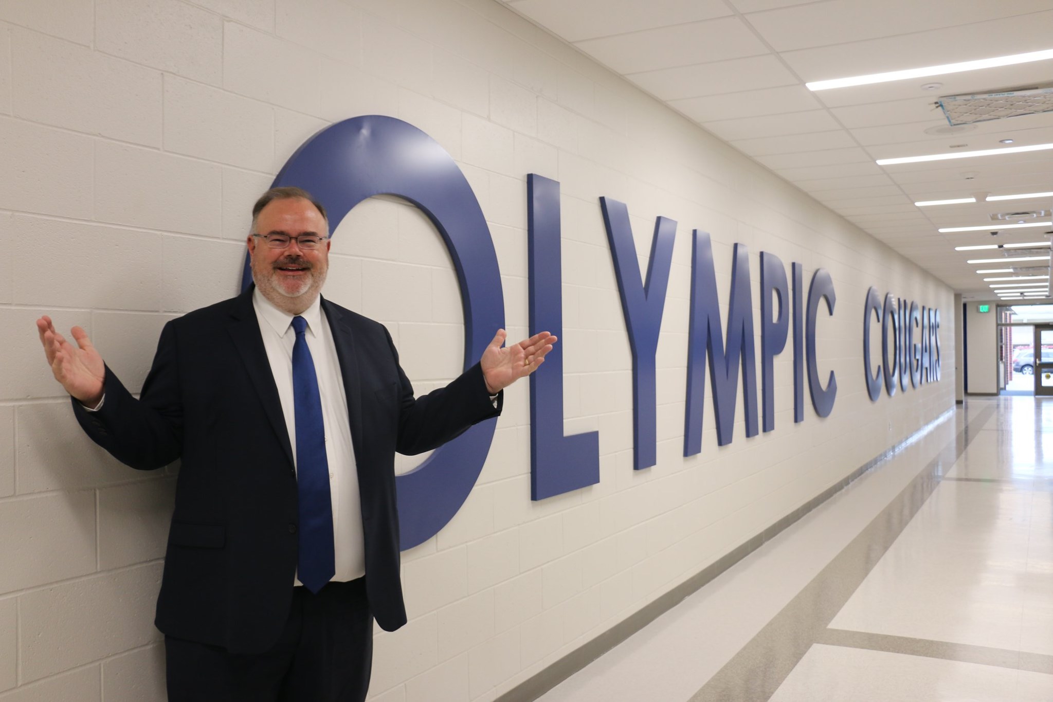 Dr. Spicciati inside the new Olympic Middle School. 